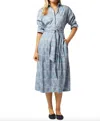 Ann Mashburn Kimono Shirtwaist Dress In Blue Multi Strawberry Thief In Multi
