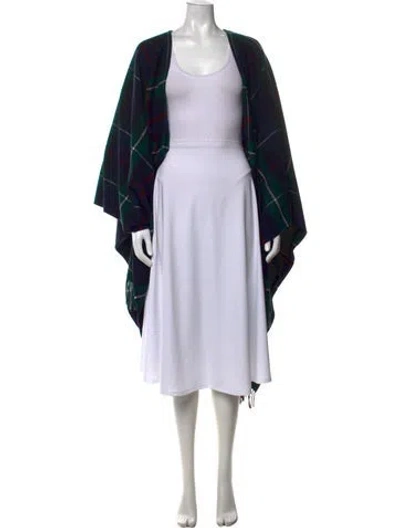 Pre-owned Ann Mashburn Lambswool Plaid Print Sweater In Blue/green