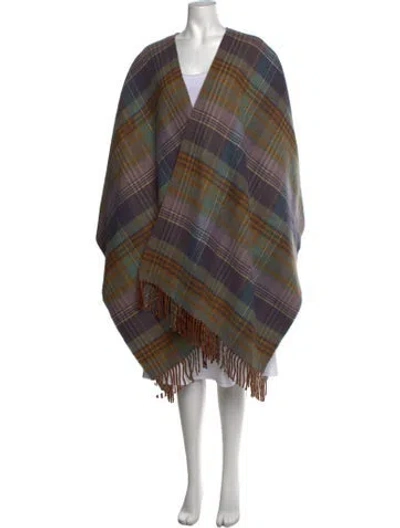 Pre-owned Ann Mashburn Lambswool Plaid Print Sweater In Multicolor