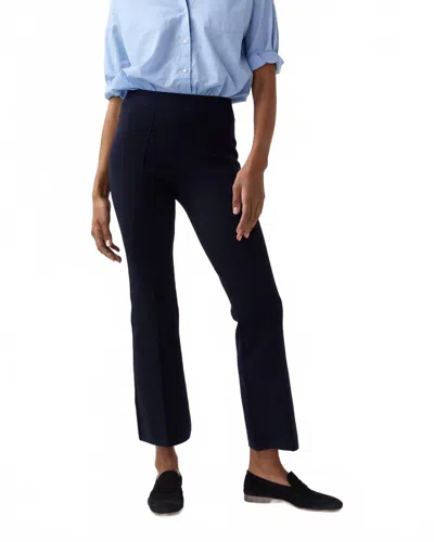 Ann Mashburn Lara Knit Flare Cropped Pant In Navy Supima Cotton In Blue