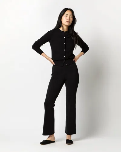 Ann Mashburn Lara Knit Flare Cropped Pants In Black Supima Cotton