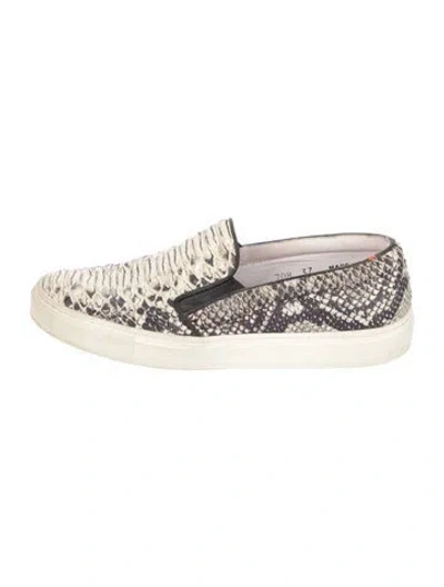 Pre-owned Ann Mashburn Leather Animal Print Sneakers In Neutral