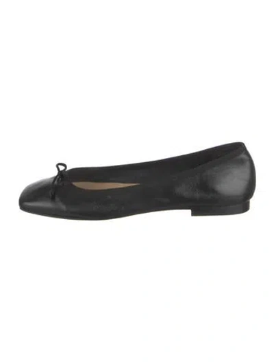 Pre-owned Ann Mashburn Leather Ballet Flats In Black
