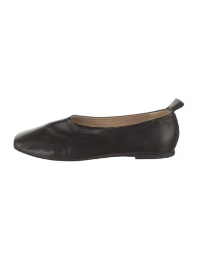 Pre-owned Ann Mashburn Leather Ballet Flats In Black