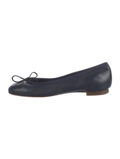 Pre-owned Ann Mashburn Leather Ballet Flats In Blue