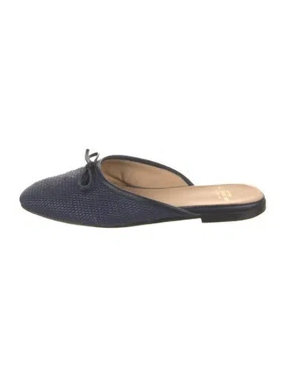 Pre-owned Ann Mashburn Leather Mules In Blue