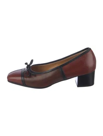 Pre-owned Ann Mashburn Leather Pumps In Brown