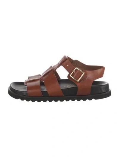 Pre-owned Ann Mashburn Leather Sandals In Brown