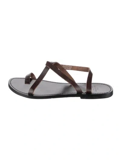 Pre-owned Ann Mashburn Leather Sandals In Red