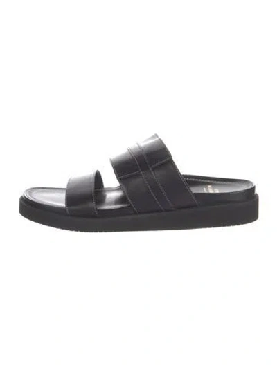 Pre-owned Ann Mashburn Leather Slides In Blue