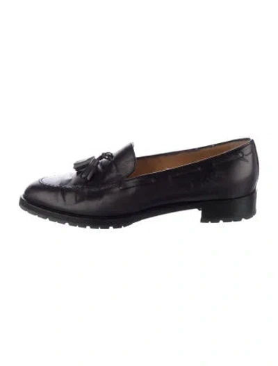 Pre-owned Ann Mashburn Leather Tassel Accents Loafers In Blue