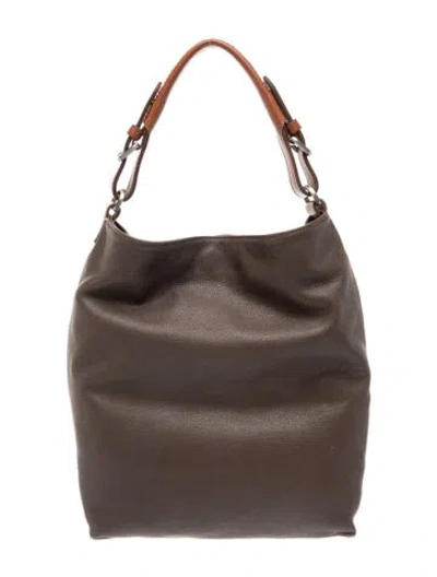 Pre-owned Ann Mashburn Leather Top Handle Bag In Brown