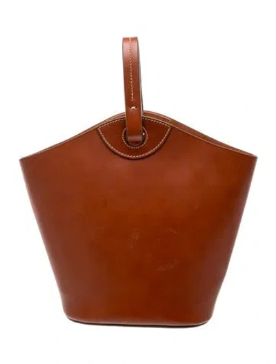 Pre-owned Ann Mashburn Leather Top Handle Bag In Brown