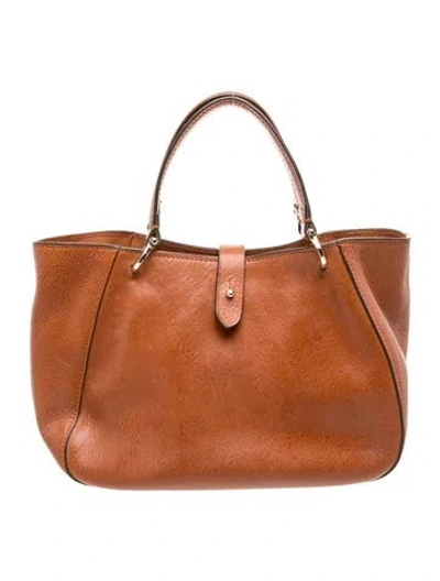 Pre-owned Ann Mashburn Leather Top Handle Bag In Brown