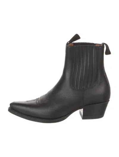 Pre-owned Ann Mashburn Leather Western Boots In Black