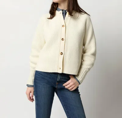 Ann Mashburn Lexie Shaker Stitch Cardigan In Ivory Cashmere In Multi