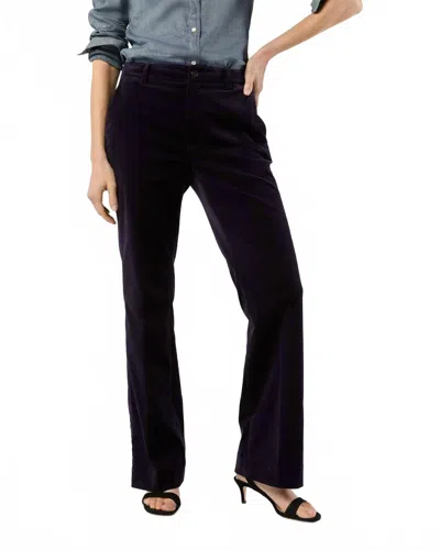 Ann Mashburn Lindy Straight Trouser In Eggplant Stretch Velveteen In Black