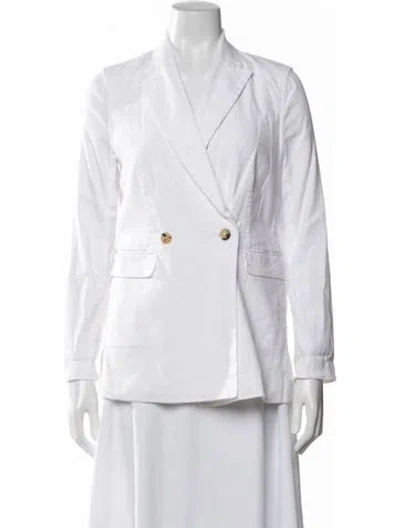 Pre-owned Ann Mashburn Linen Blazer In White