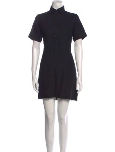 Pre-owned Ann Mashburn Linen Knee-length Dress In Blue