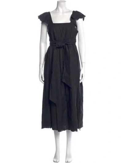 Pre-owned Ann Mashburn Linen Long Dress In Blue