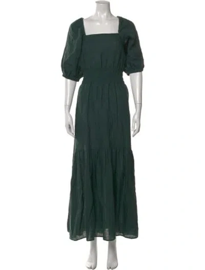 Pre-owned Ann Mashburn Linen Long Dress In Green
