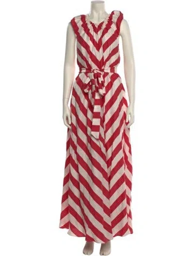 Pre-owned Ann Mashburn Linen Long Dress In Multi
