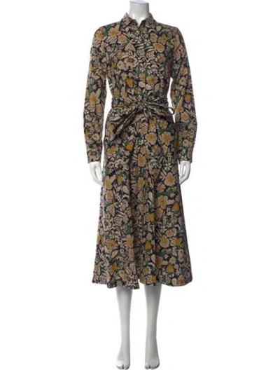 Pre-owned Ann Mashburn Linen Long Dress In Multicolor