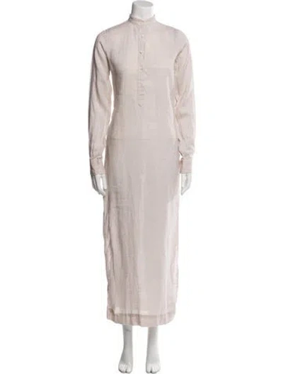 Pre-owned Ann Mashburn Linen Long Dress In Neutral
