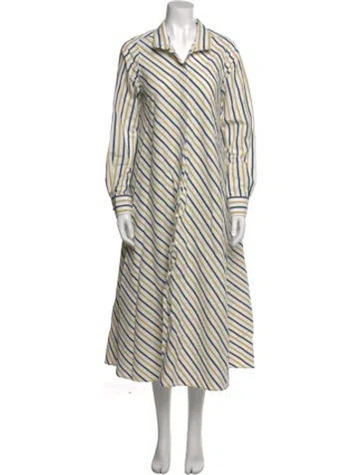 Pre-owned Ann Mashburn Linen Long Dress In Neutral