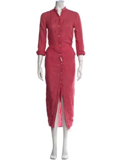 Pre-owned Ann Mashburn Linen Long Dress In Red