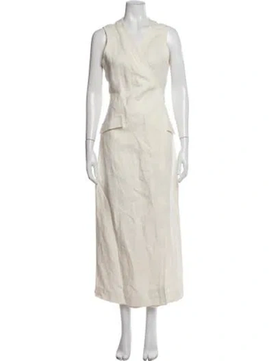 Pre-owned Ann Mashburn Linen Long Dress W/ Tags In Neutrals