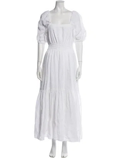 Pre-owned Ann Mashburn Linen Long Dress In White