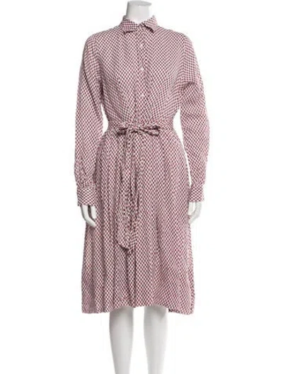Pre-owned Ann Mashburn Linen Midi Length Dress In Multi
