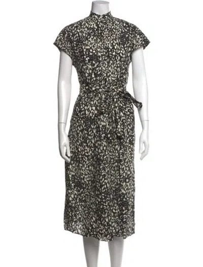 Pre-owned Ann Mashburn Linen Midi Length Dress In Multi