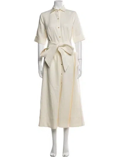 Pre-owned Ann Mashburn Linen Midi Length Dress In Neutral