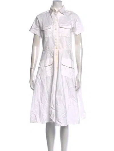 Pre-owned Ann Mashburn Linen Midi Length Dress In White