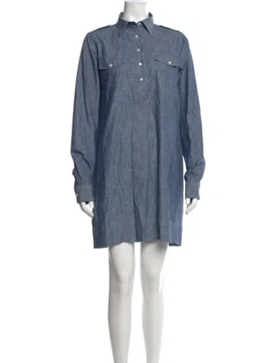 Pre-owned Ann Mashburn Linen Mini Dress In Blue