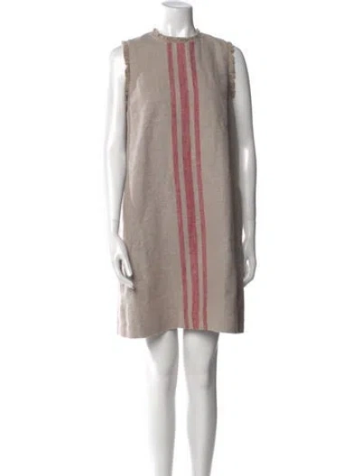 Pre-owned Ann Mashburn Linen Mini Dress W/ Tags In Neutral
