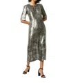 Ann Mashburn Lois Dress In Olive Metallic Fil Coupé Georgette In Multi