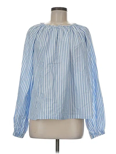 Pre-owned Ann Mashburn Long Sleeve Blouse In Blue