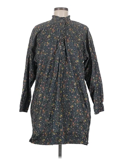 Pre-owned Ann Mashburn Long Sleeve Blouse In Blue