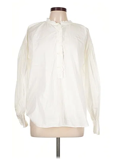 Pre-owned Ann Mashburn Long Sleeve Blouse In Ivory