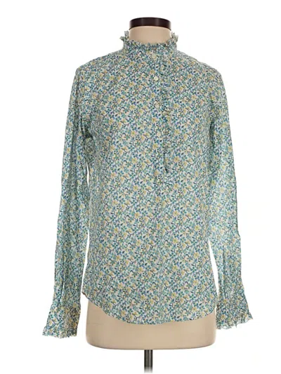 Pre-owned Ann Mashburn Long Sleeve Blouse In Teal