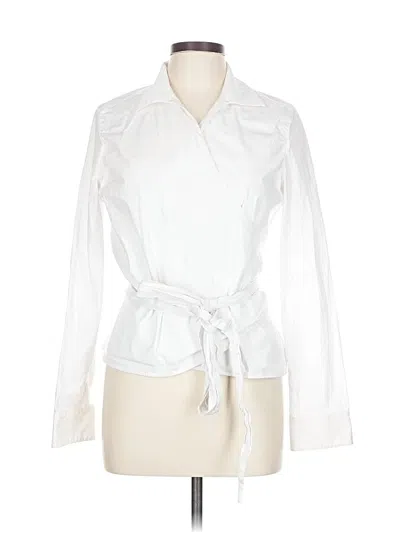 Pre-owned Ann Mashburn Long Sleeve Blouse In White
