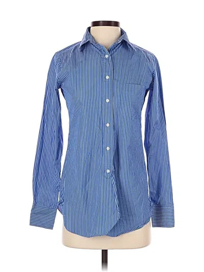 Pre-owned Ann Mashburn Long Sleeve Button Down Shirt In Blue
