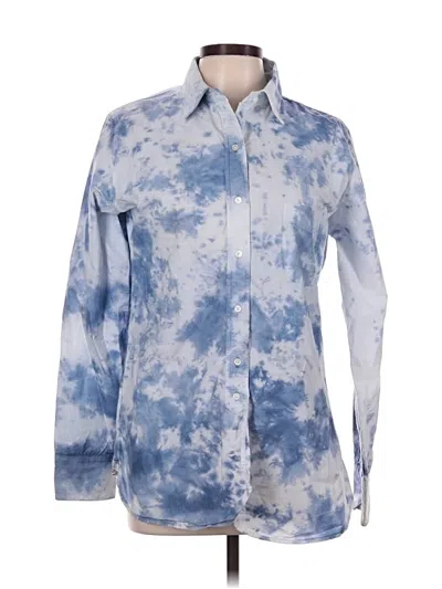 Pre-owned Ann Mashburn Long Sleeve Button Down Shirt In Blue