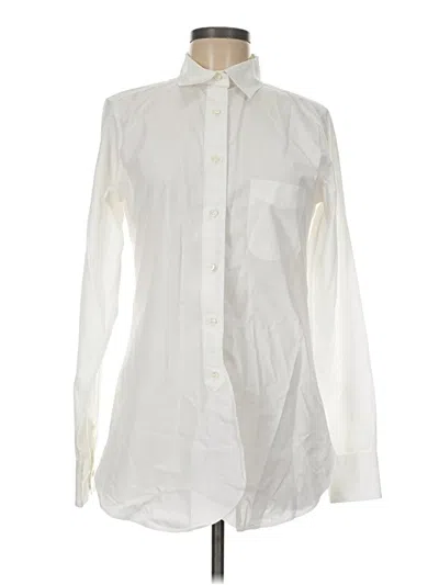 Pre-owned Ann Mashburn Long Sleeve Button Down Shirt In Ivory