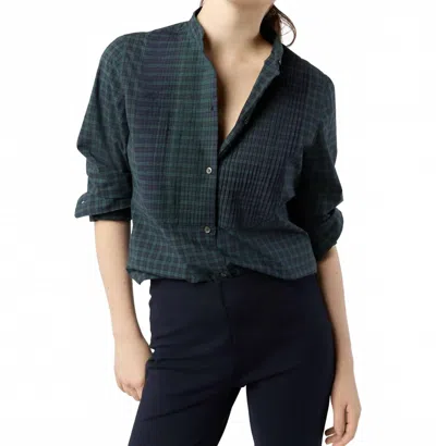 Ann Mashburn Mandarin Hattie Shirt In Blackwatch Plaid In Blue