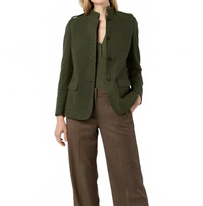 Ann Mashburn Marguerite Jacket In Heather Olive Loden Wool In Green