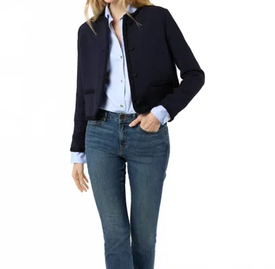 Ann Mashburn Megan Cardigan Jacket In Navy Boucle Tweed In Black